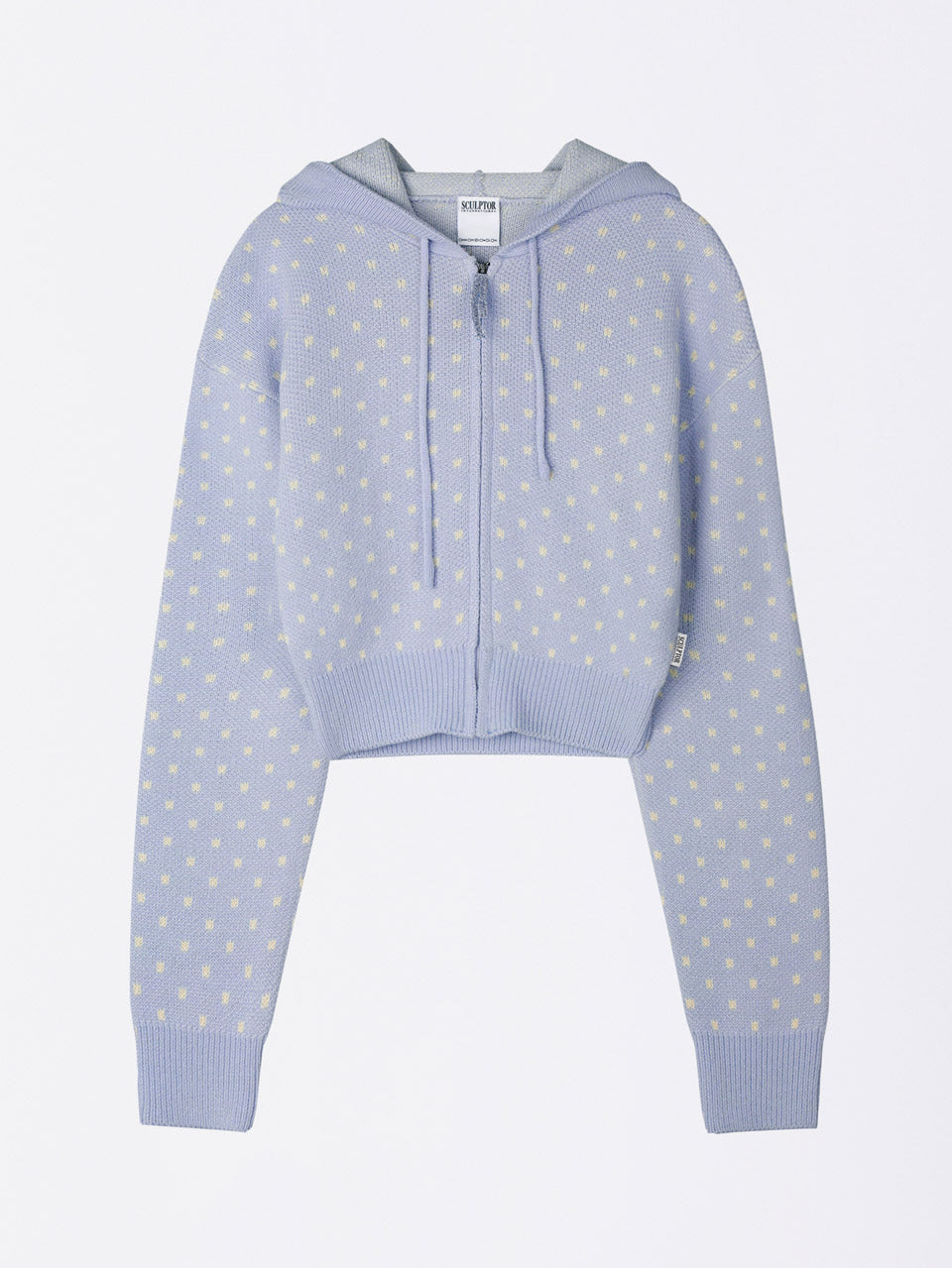 Snowflake Knit Zip-Up Misty Blue