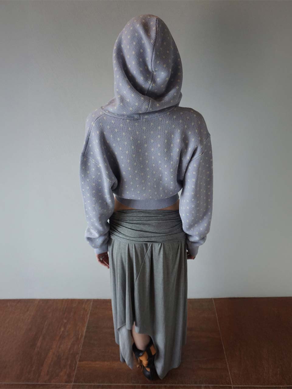 Snowflake Knit Zip-Up Misty Blue