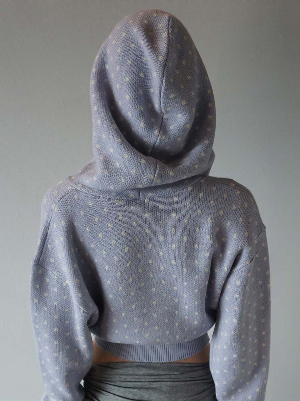 Snowflake Knit Zip-Up Misty Blue