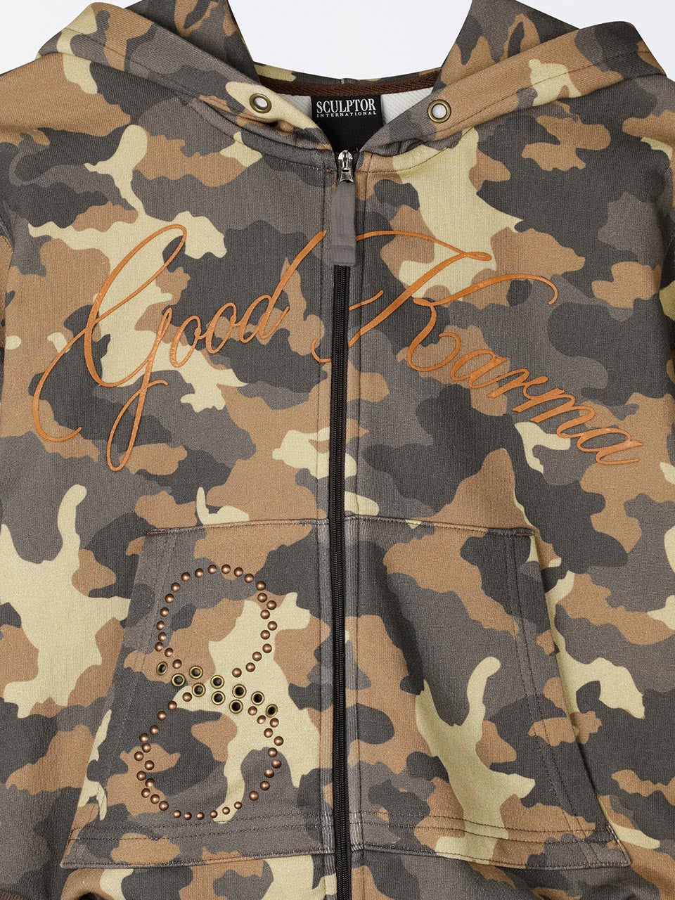 Karma Hooded Zip-Up Mustard Camo