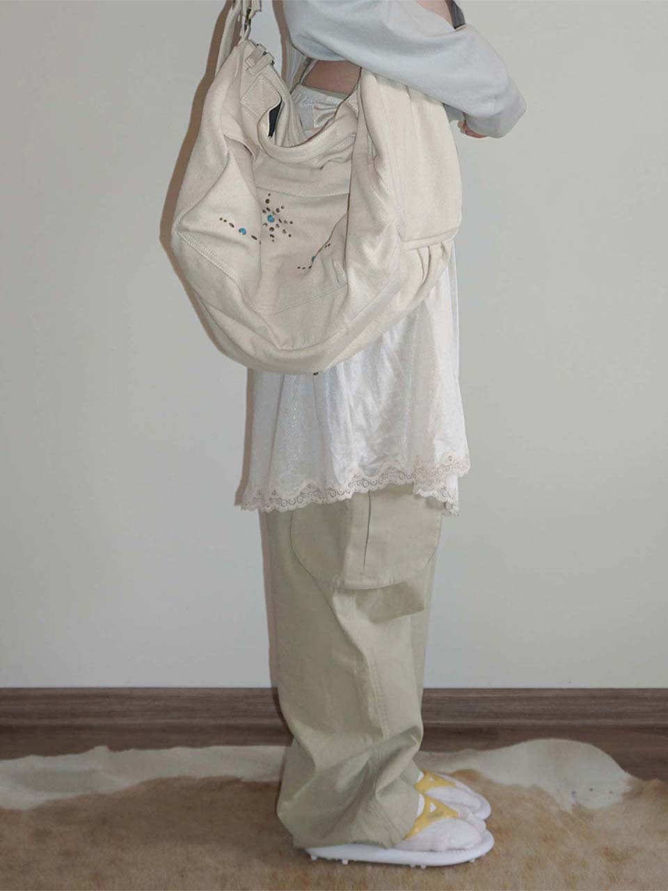 Three-Way Stud Twill Bag Natural