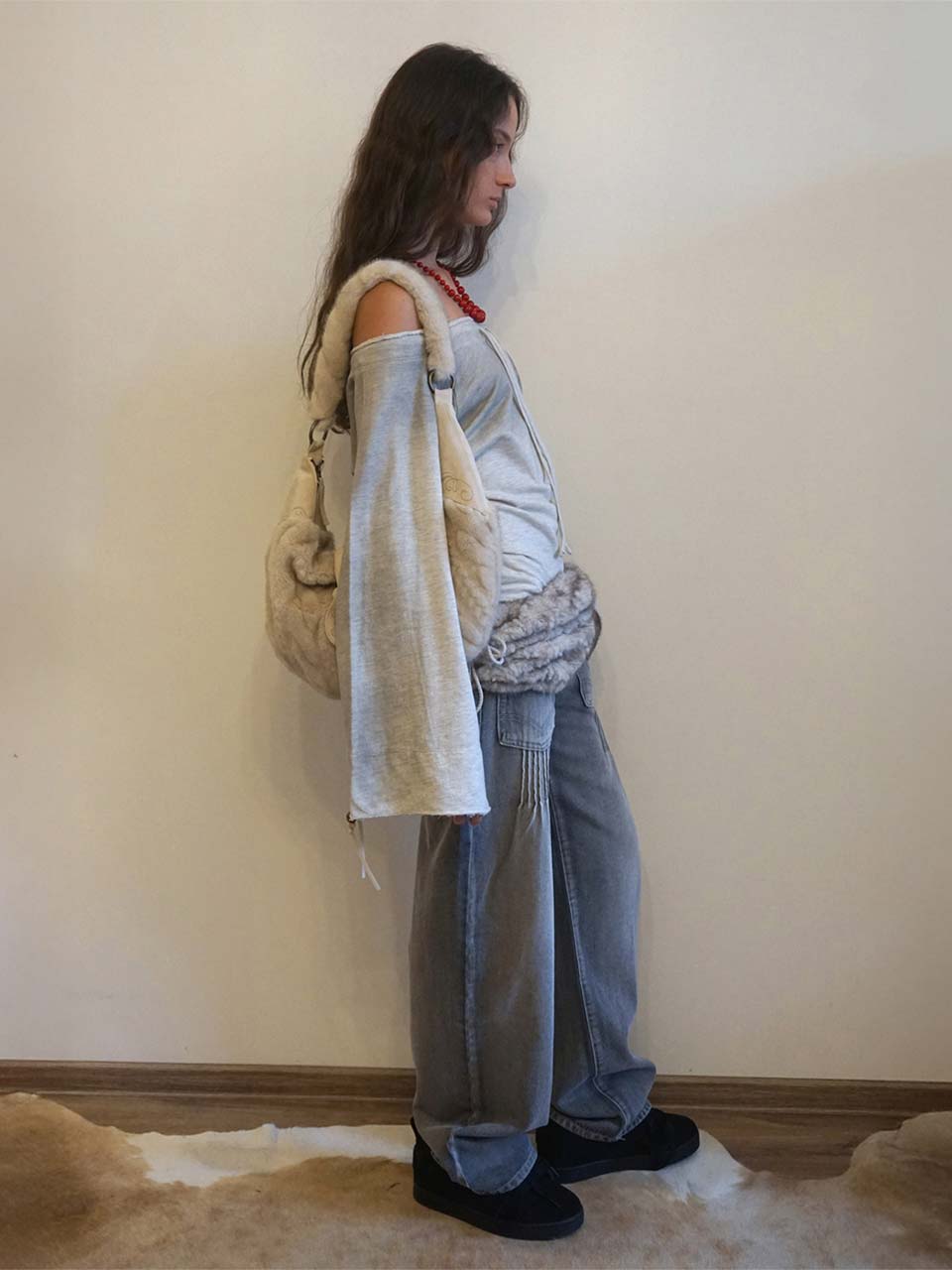 Wide Bell Sleeve Sweatshirt Oatmeal
