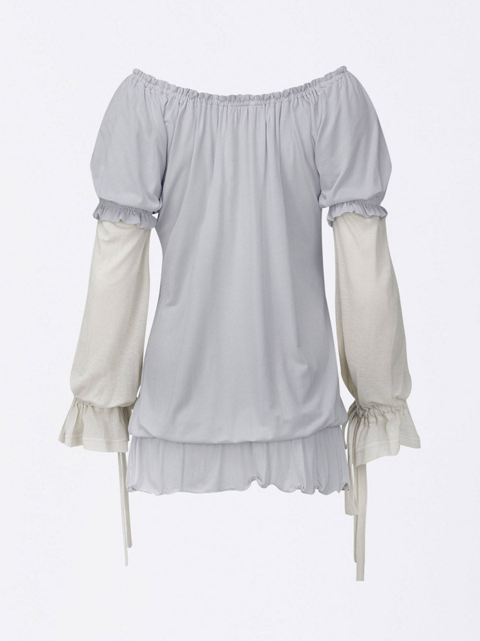 Soft Shirring Layered Tee Pale Gray