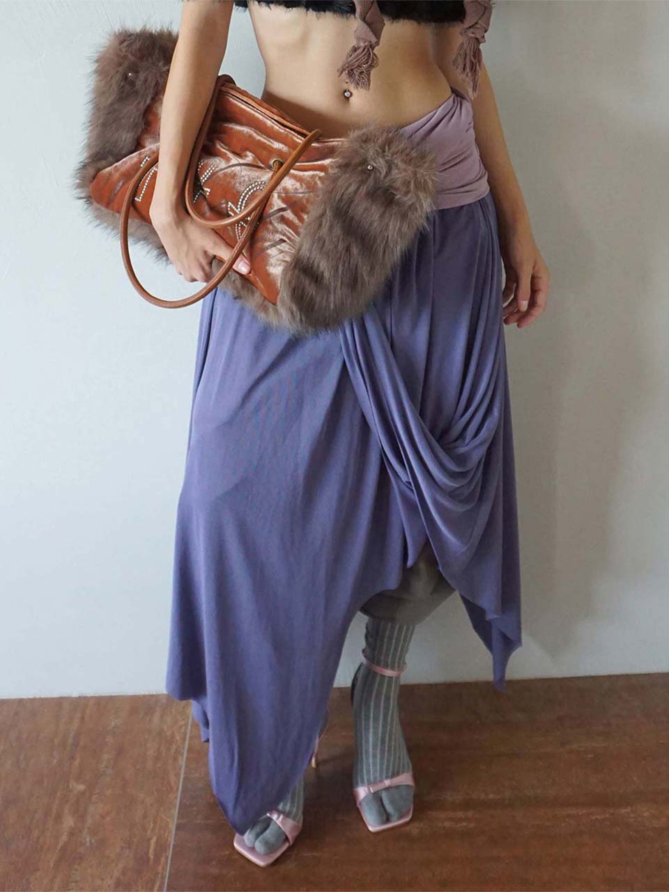 Draping Unbalance Skirt Purple