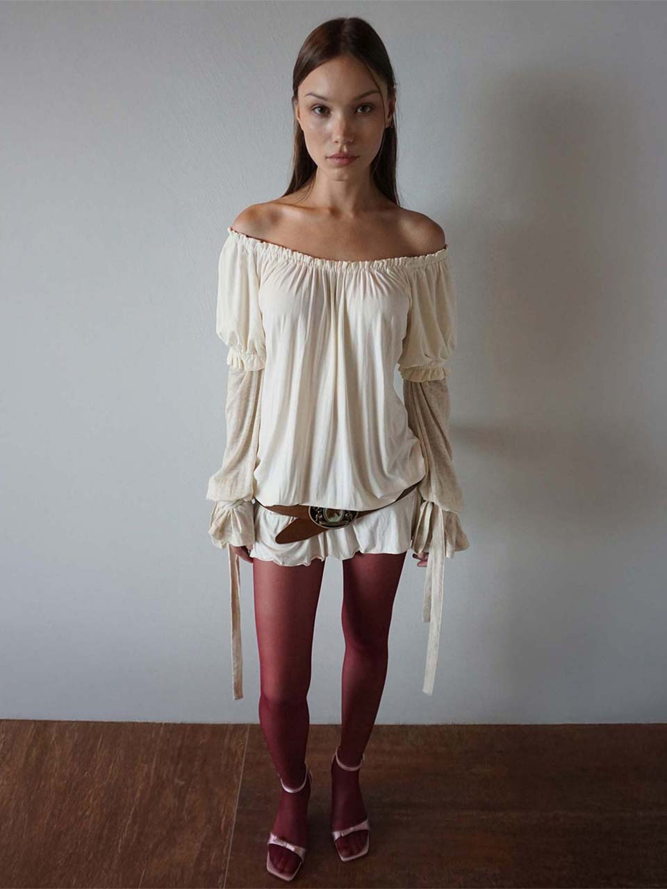 Soft Shirring Layered Tee Raw