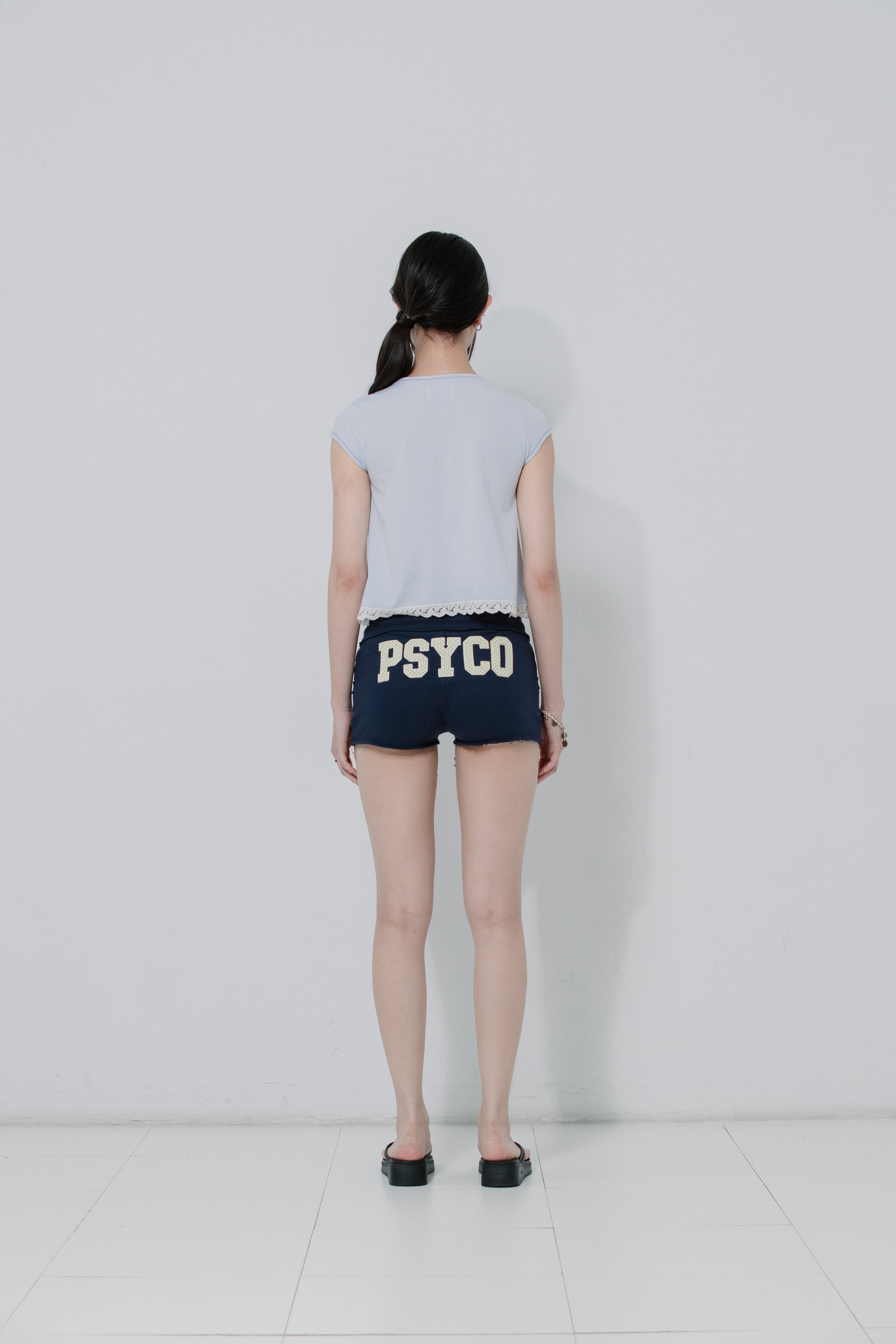 Lace Crop Baby Tee Mystic Blue