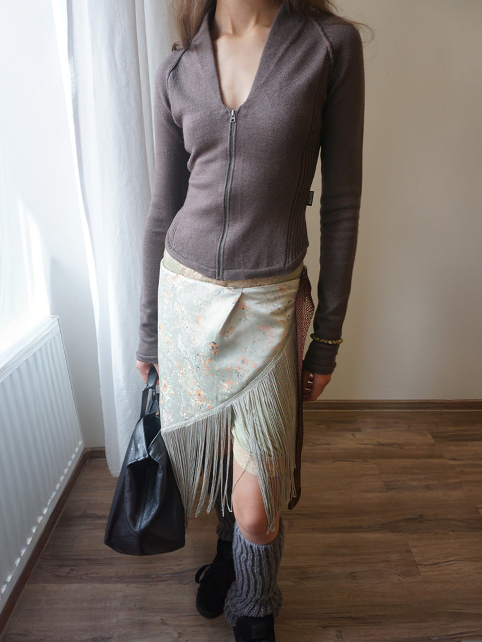 Fringe Scarf Bag Sage
