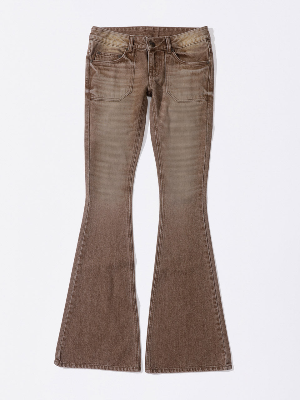 Whiskered Bootcut Denim Washed Brown