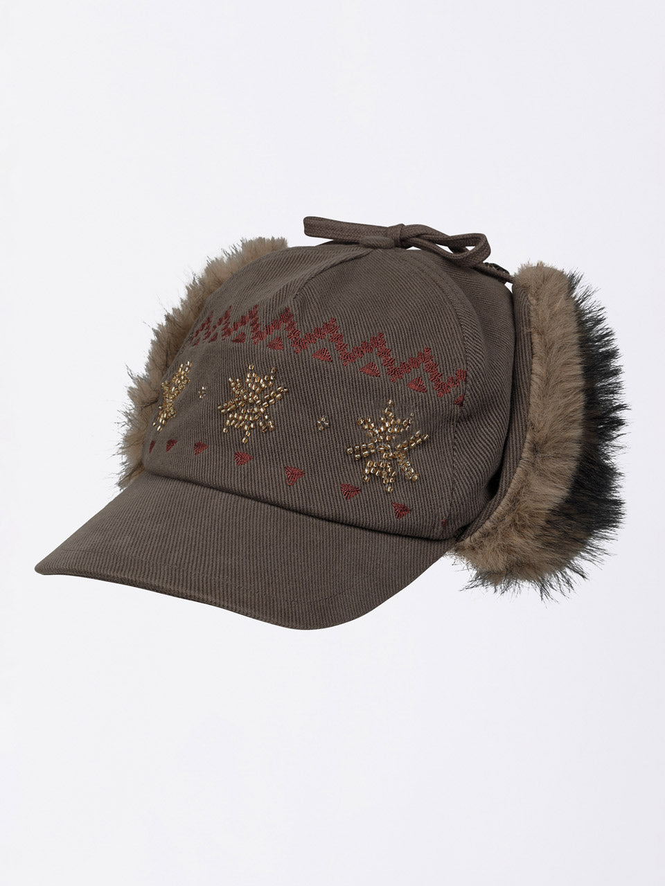 Nordic Twill Earflap Cap Washed Brown
