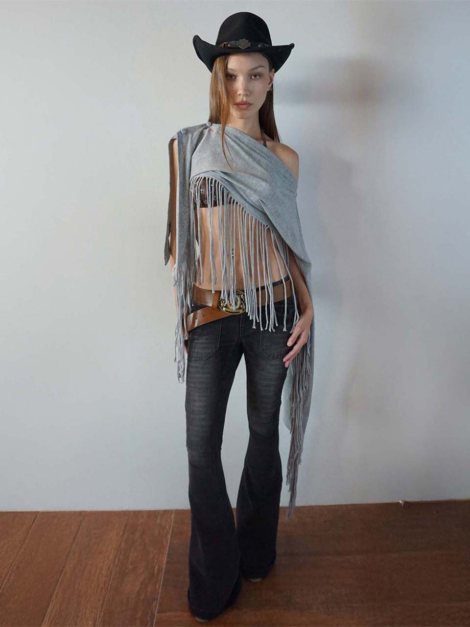 Whiskered Bootcut Denim Washed Gray