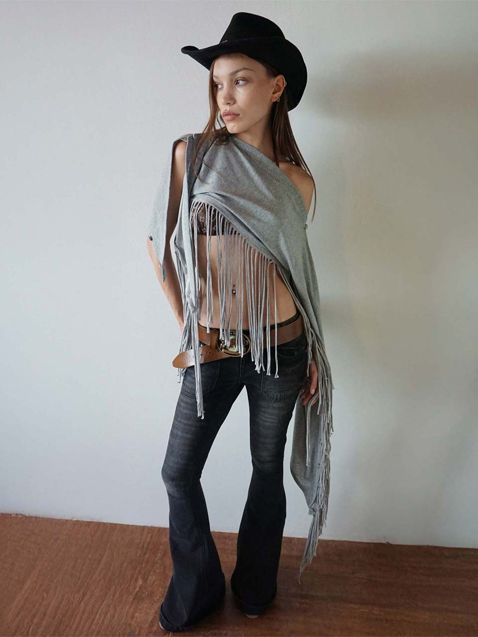 Whiskered Bootcut Denim Washed Gray