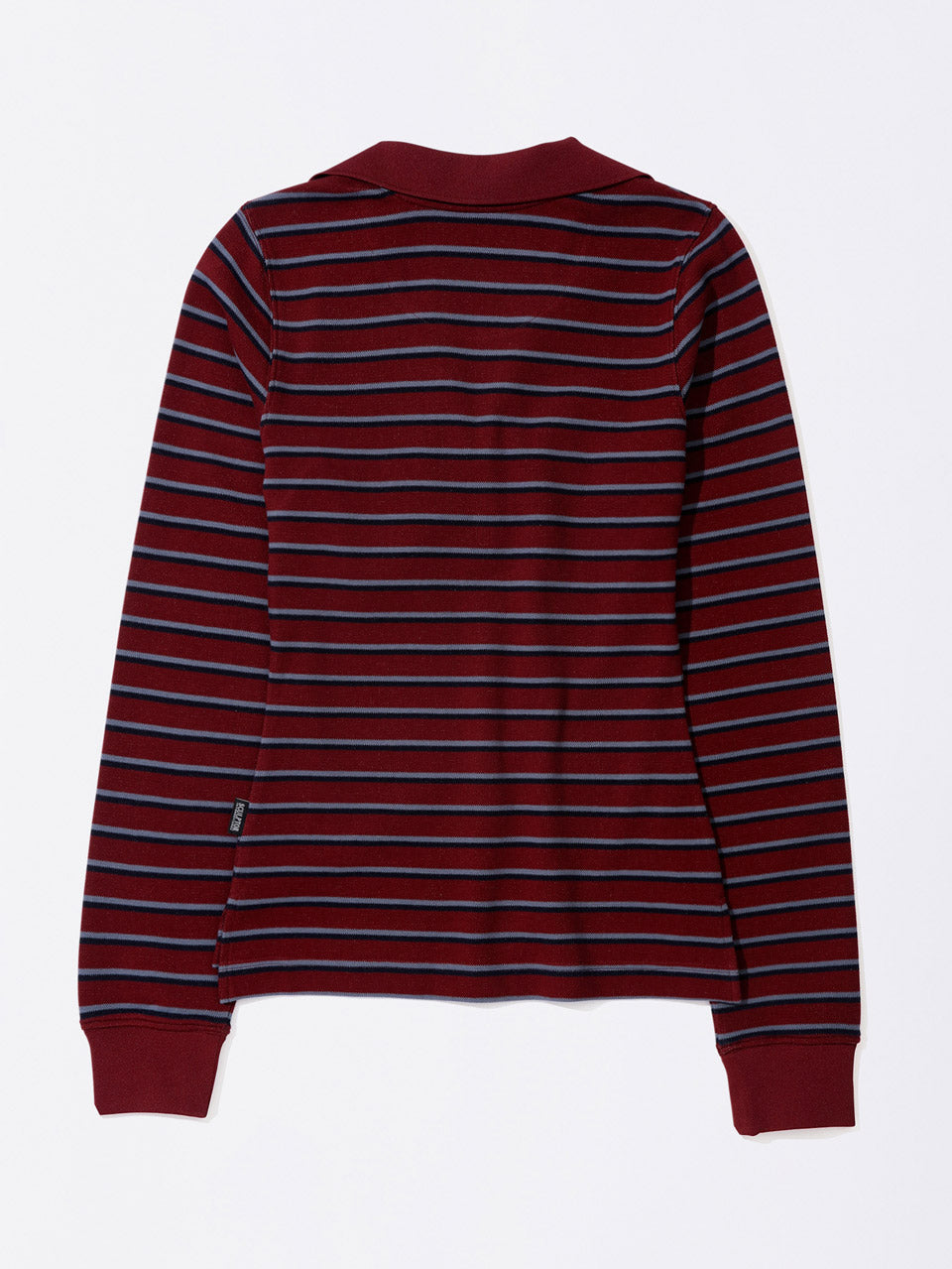 Shirring Tennis Shirt Wine Stripe