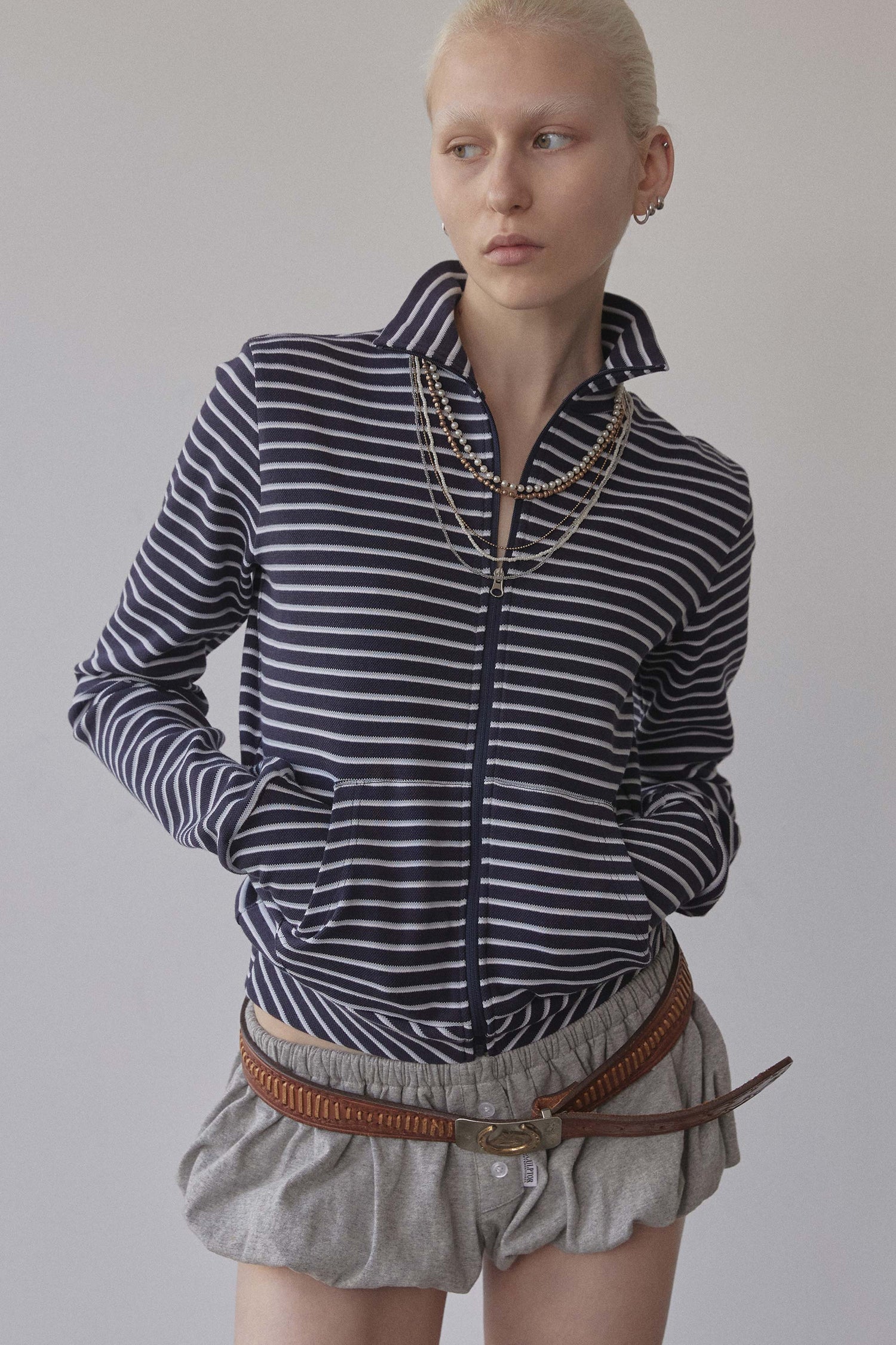 Striped Track Jacket Navy