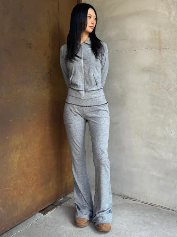 【SCULPTOR X Ed Hardy】♡フレアトラックパンツ♡ Sculptor X Ed Hardy] Flare Track Pants Melange Gray