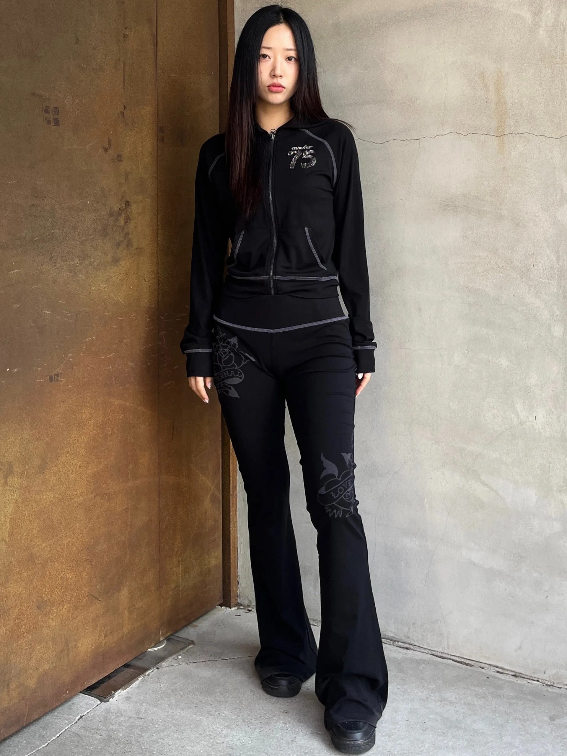 Sculptor X Ed Hardy] Flare Track Pants Black – SCULPTOR JAPAN