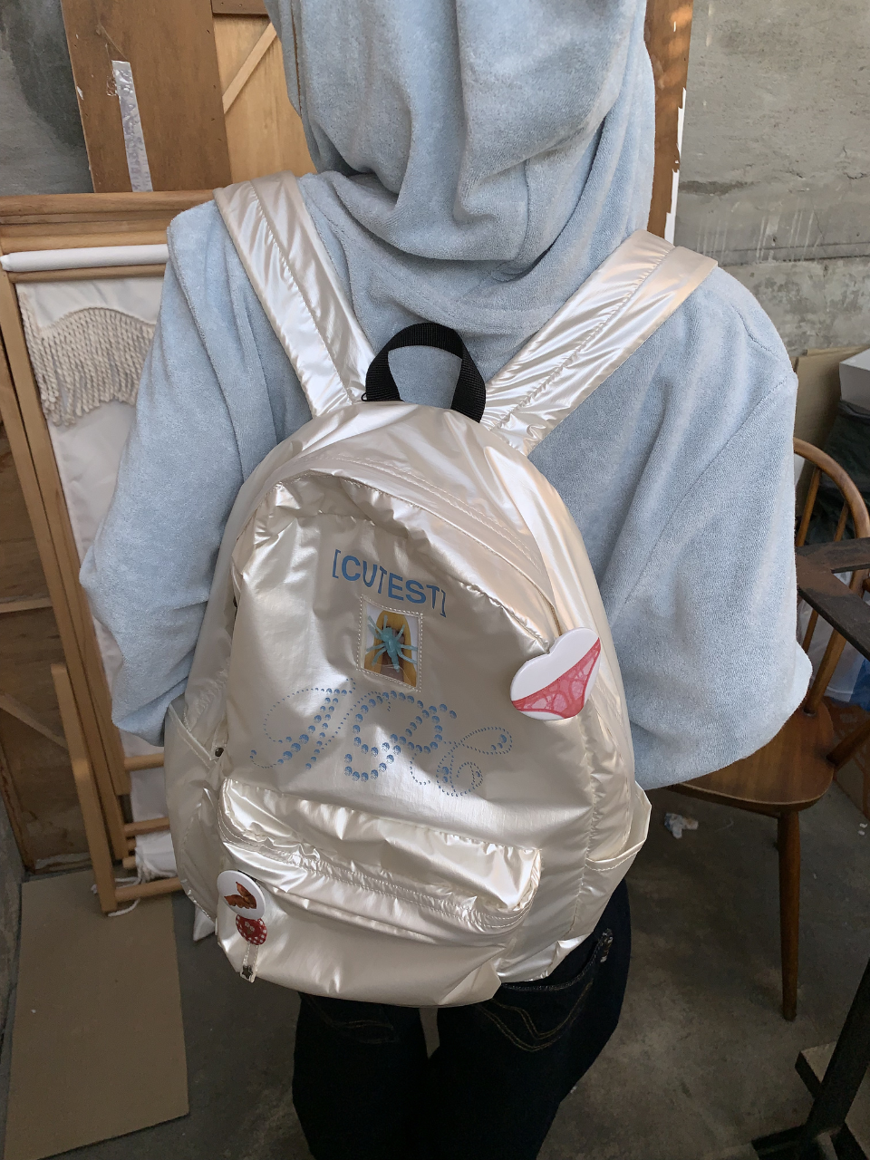 NPC Metallic Backpack White