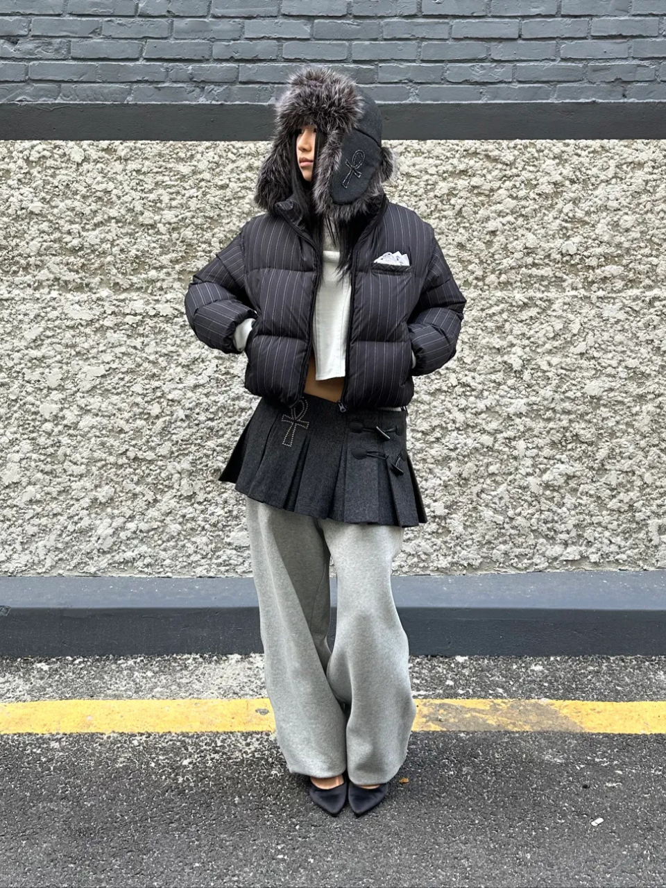 Wool Micro Wrap Skirt Beige