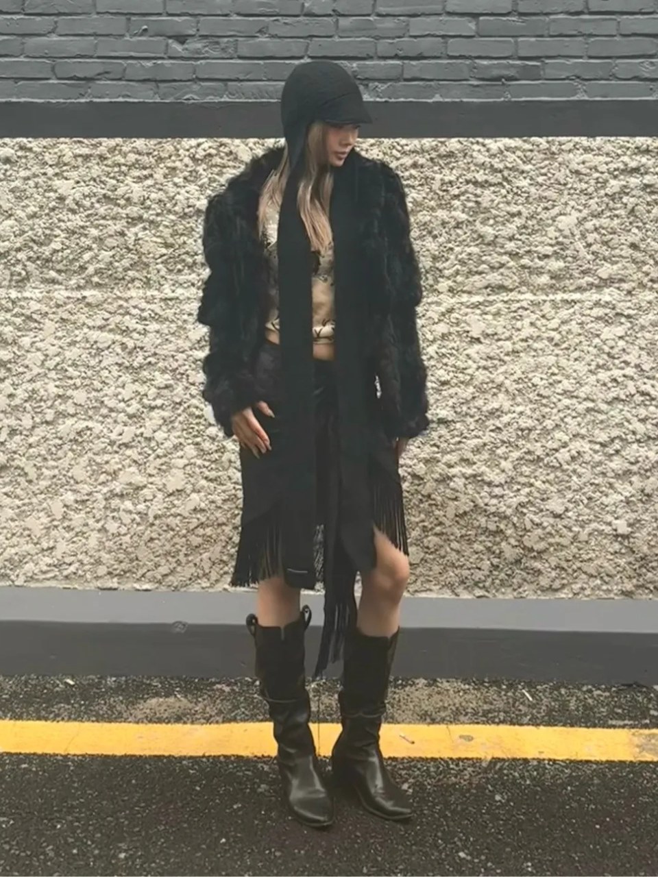 Flap Tail Beanie Black