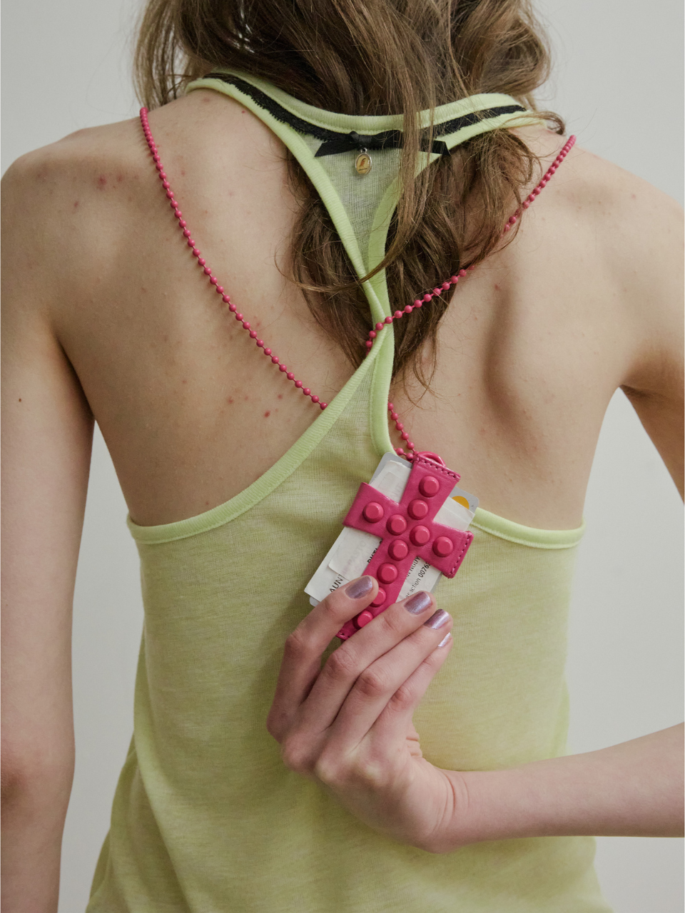 Cross Stud Strap Wallet Pink