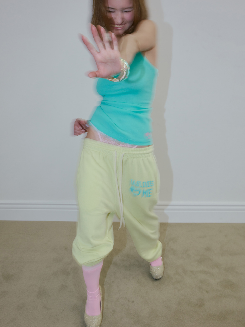 Sweet Kitty Jogger Pants Acid Yellow