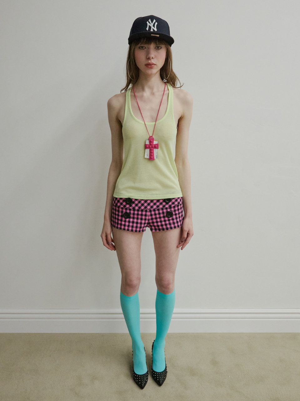 Cross Stud Strap Wallet Pink