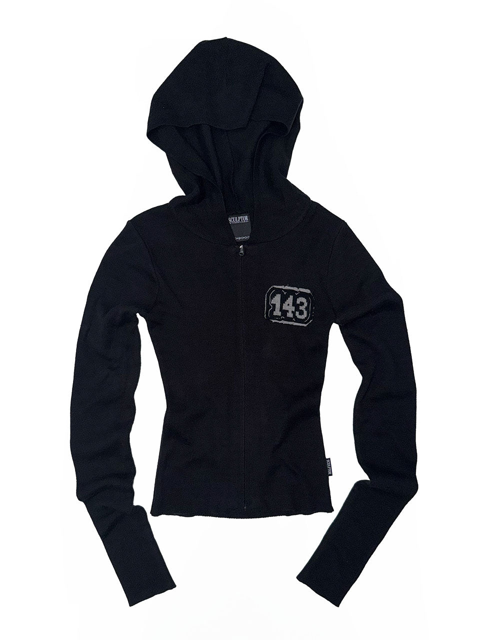 143 Knit Zip Hoodie Black