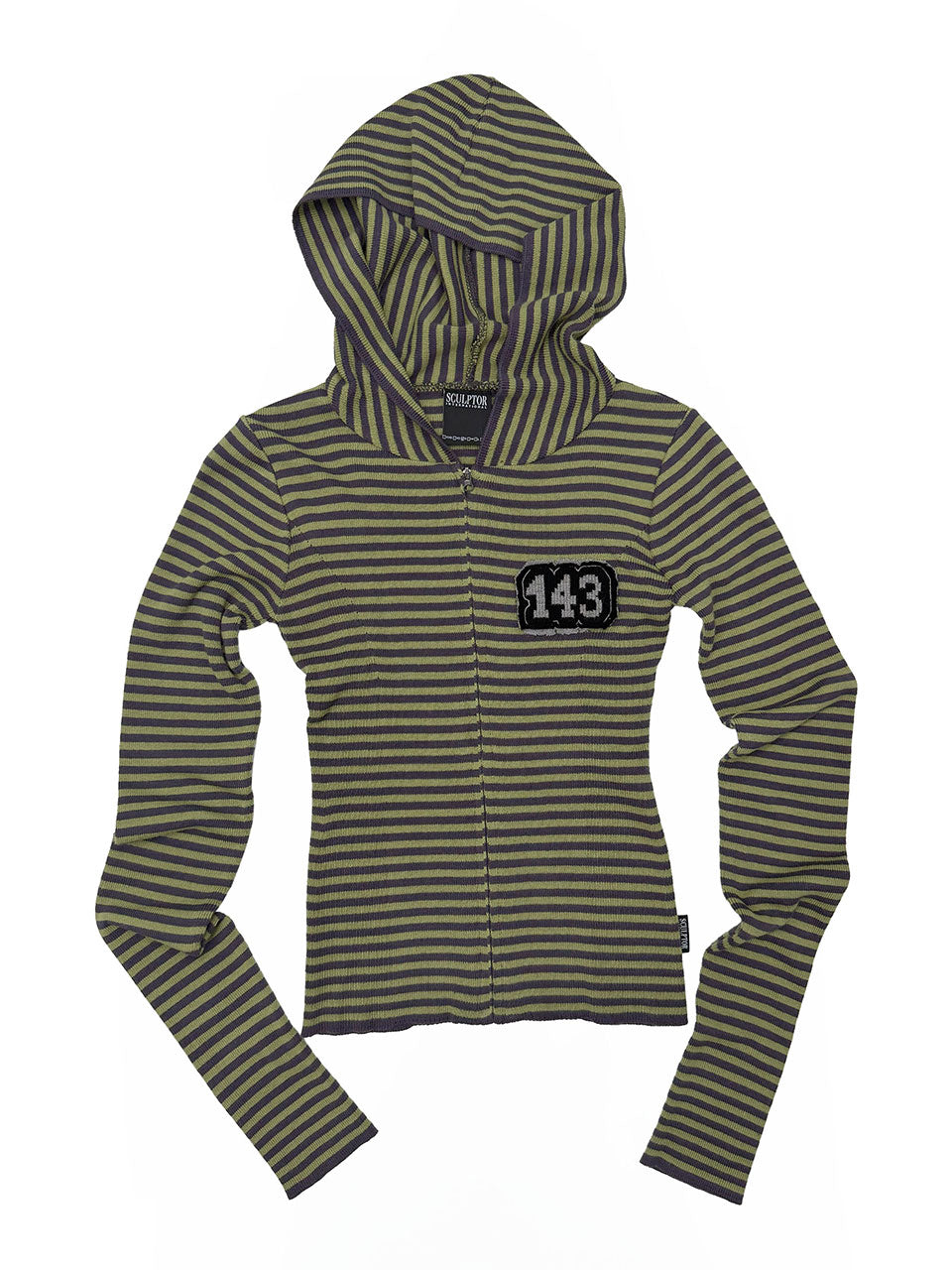 143 Knit Zip Hoodie Green/Purple