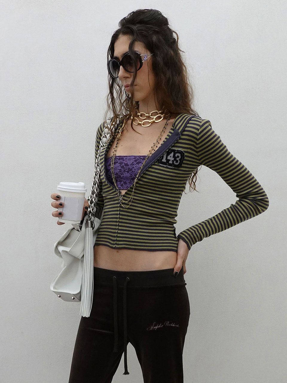 143 Knit Zip Hoodie Green/Purple