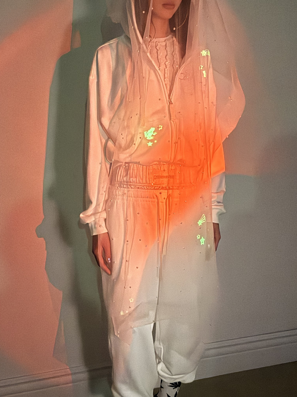 Glow In The Dark Zip-Up Hoodie White