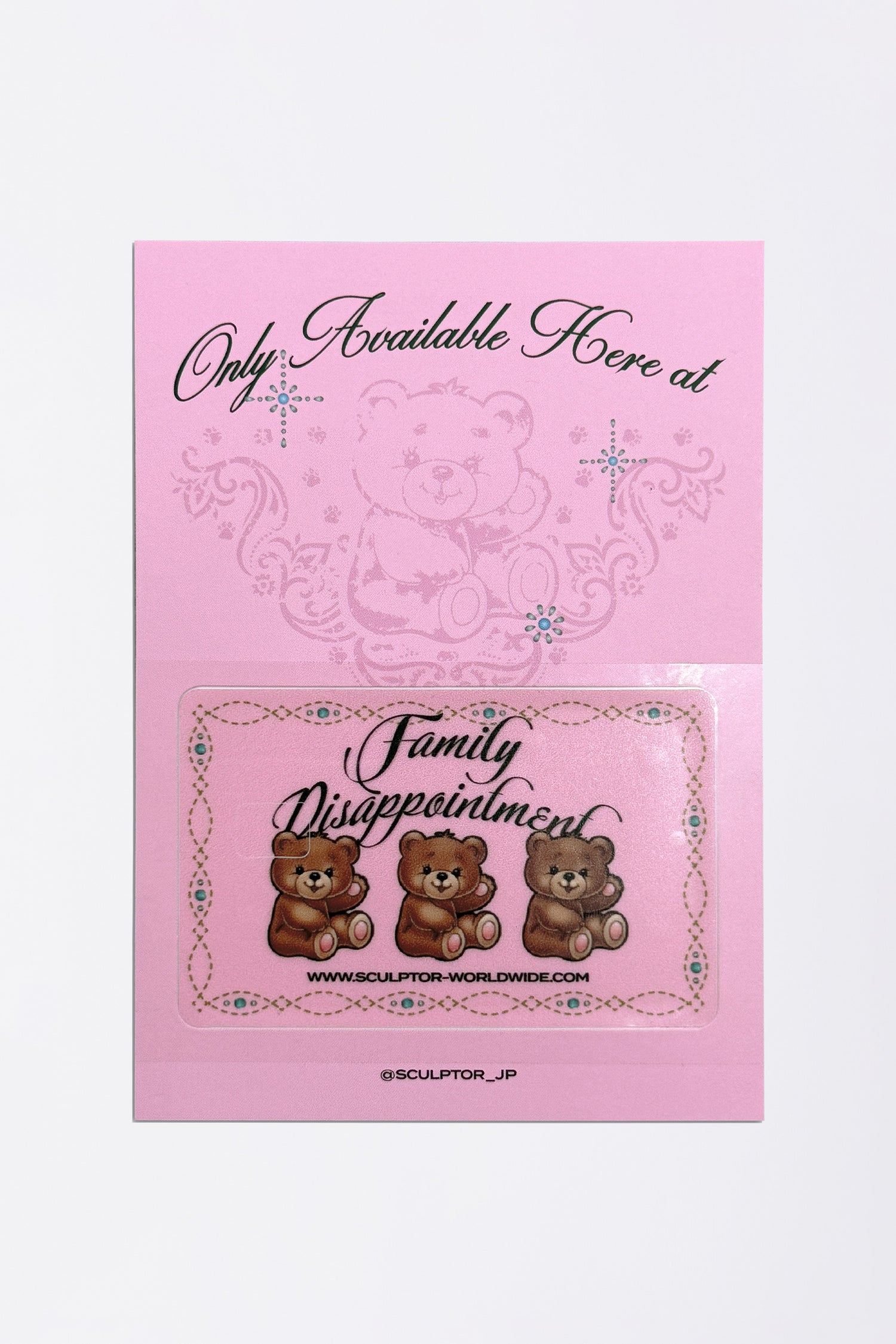 Teddy Card Sticker Pink