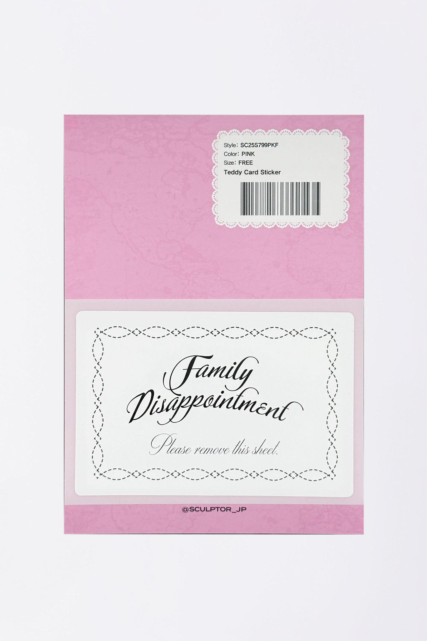 Teddy Card Sticker Pink