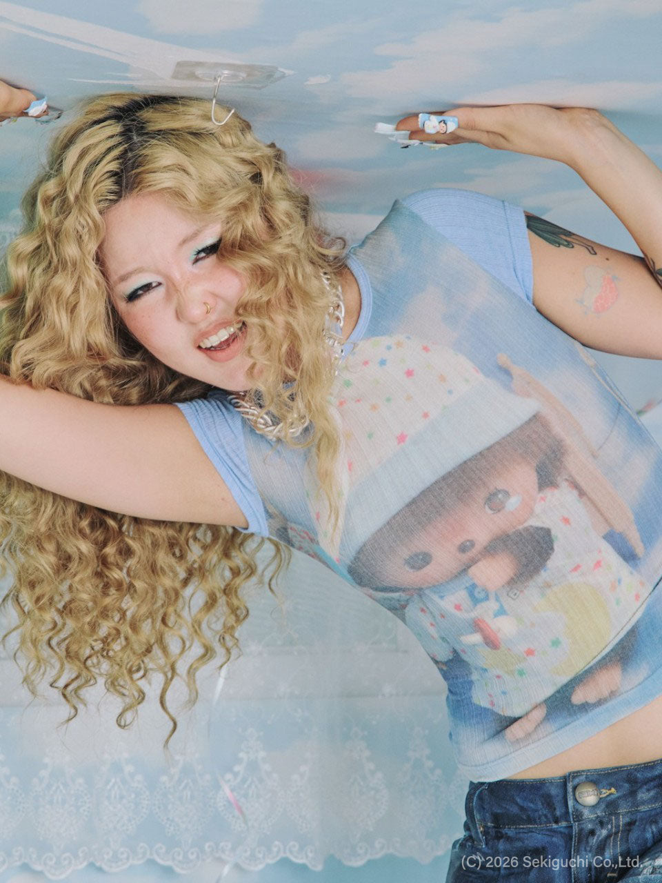[Sculptor X Bebichhichi] Bebichhichi Baby Tee Cloud Blue