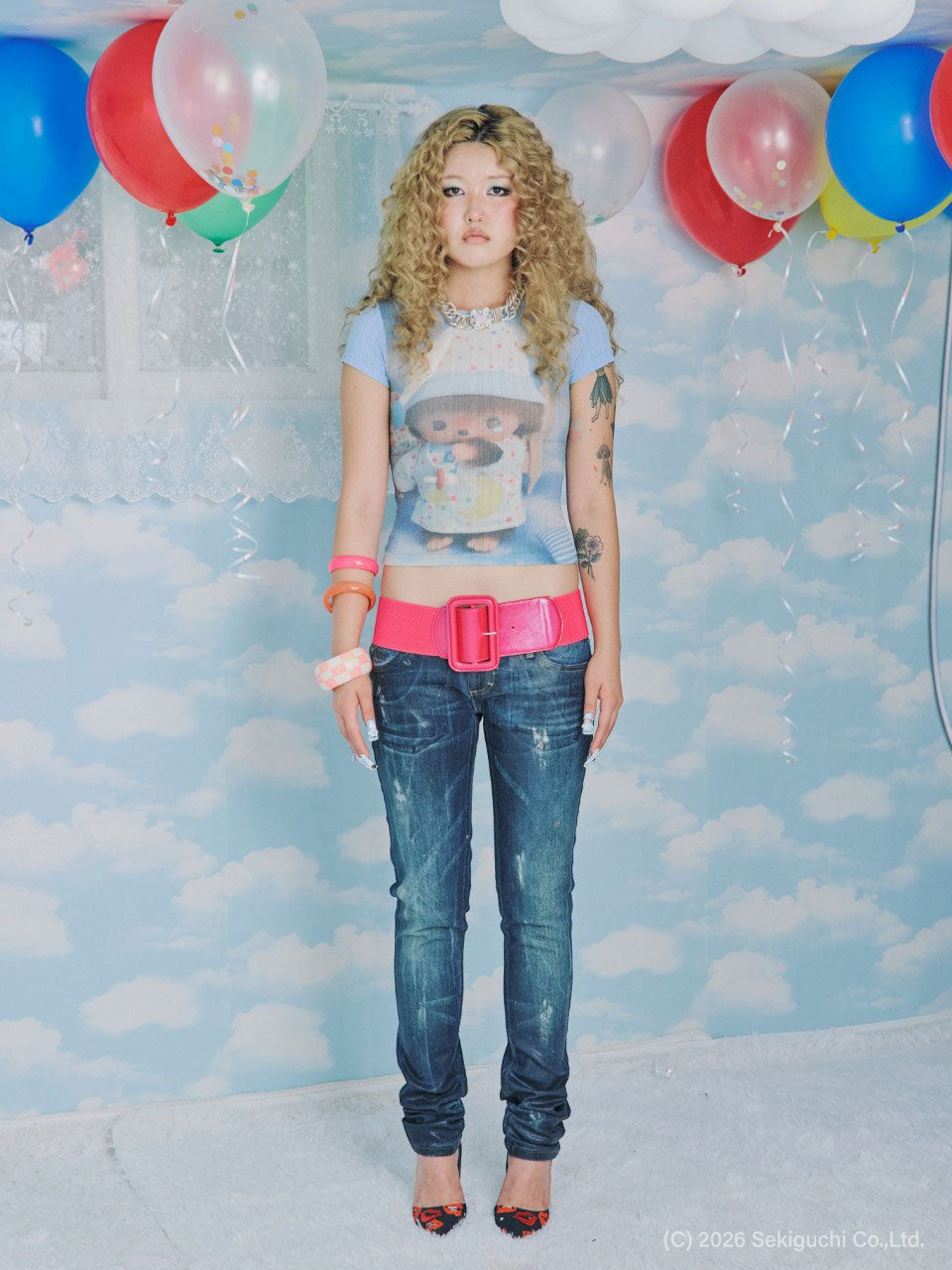 [Sculptor X Bebichhichi] Bebichhichi Baby Tee Cloud Blue