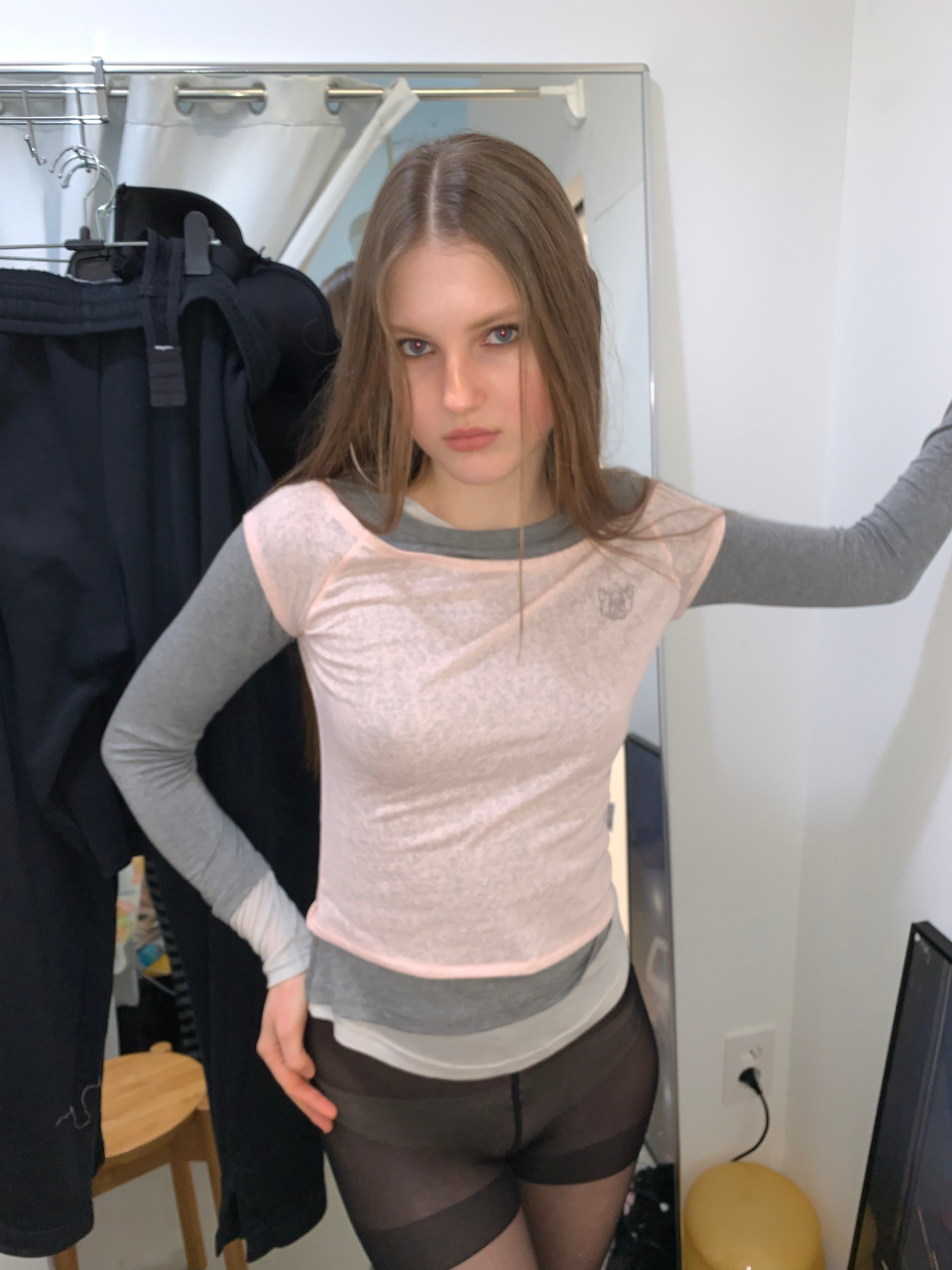 Lazy Layered Tee Pale Pink