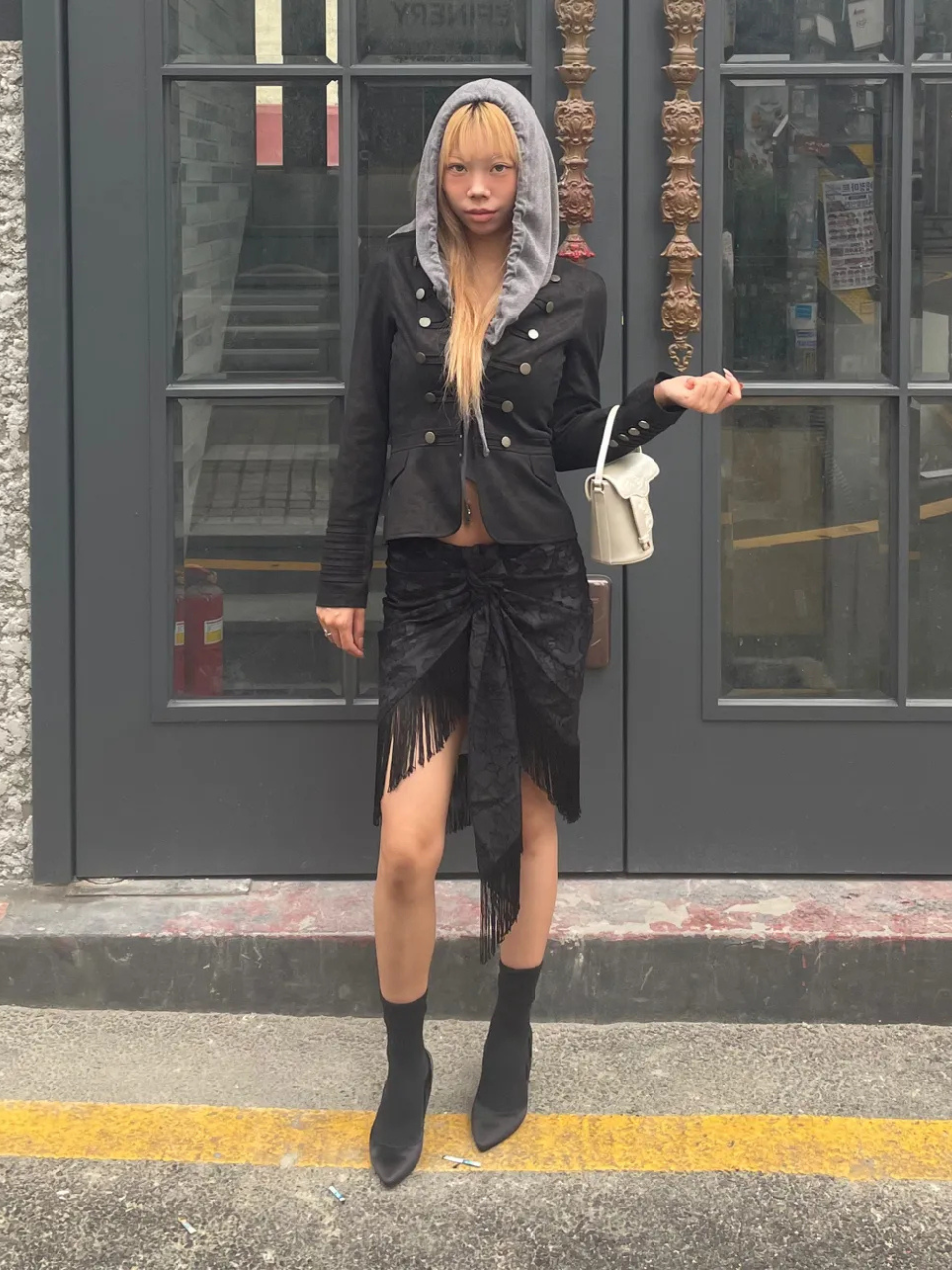 Saddle Bucket Bag Light Silver