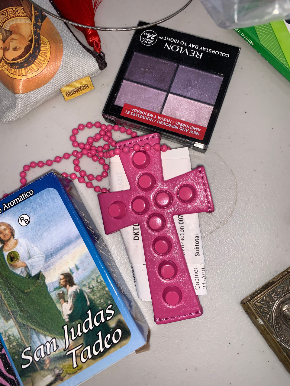 Cross Stud Strap Wallet Pink
