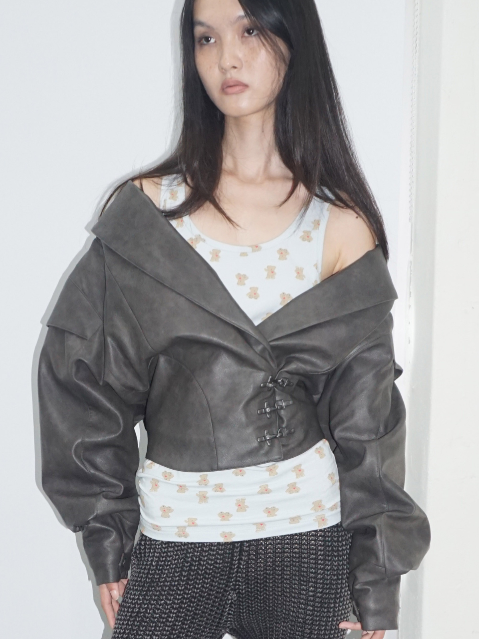 Corset Latch Down Jacket Charcoal