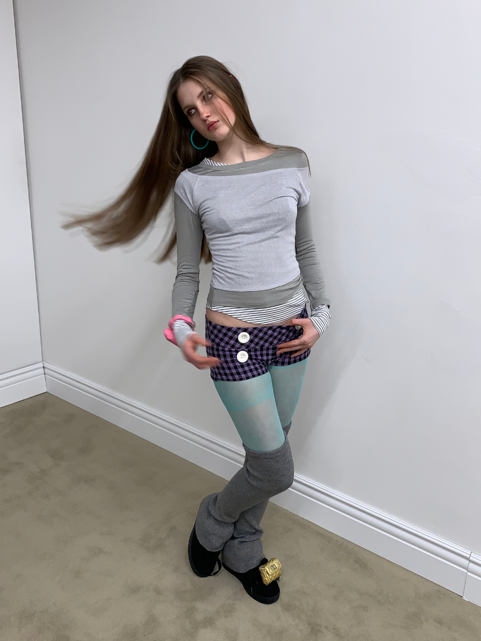 Lazy Layered Tee Gray