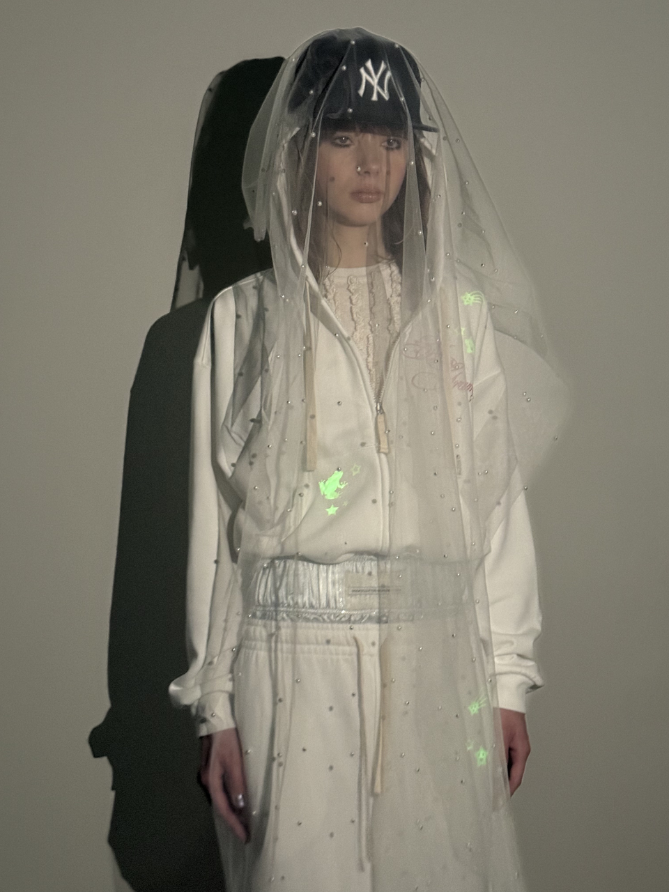 Glow In The Dark Zip-Up Hoodie White