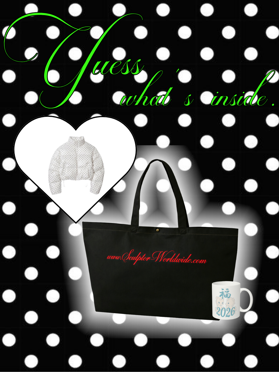 ★ 777 '福' LUCK BAG ★ (Polka Cropped Puffer Down Ivory)