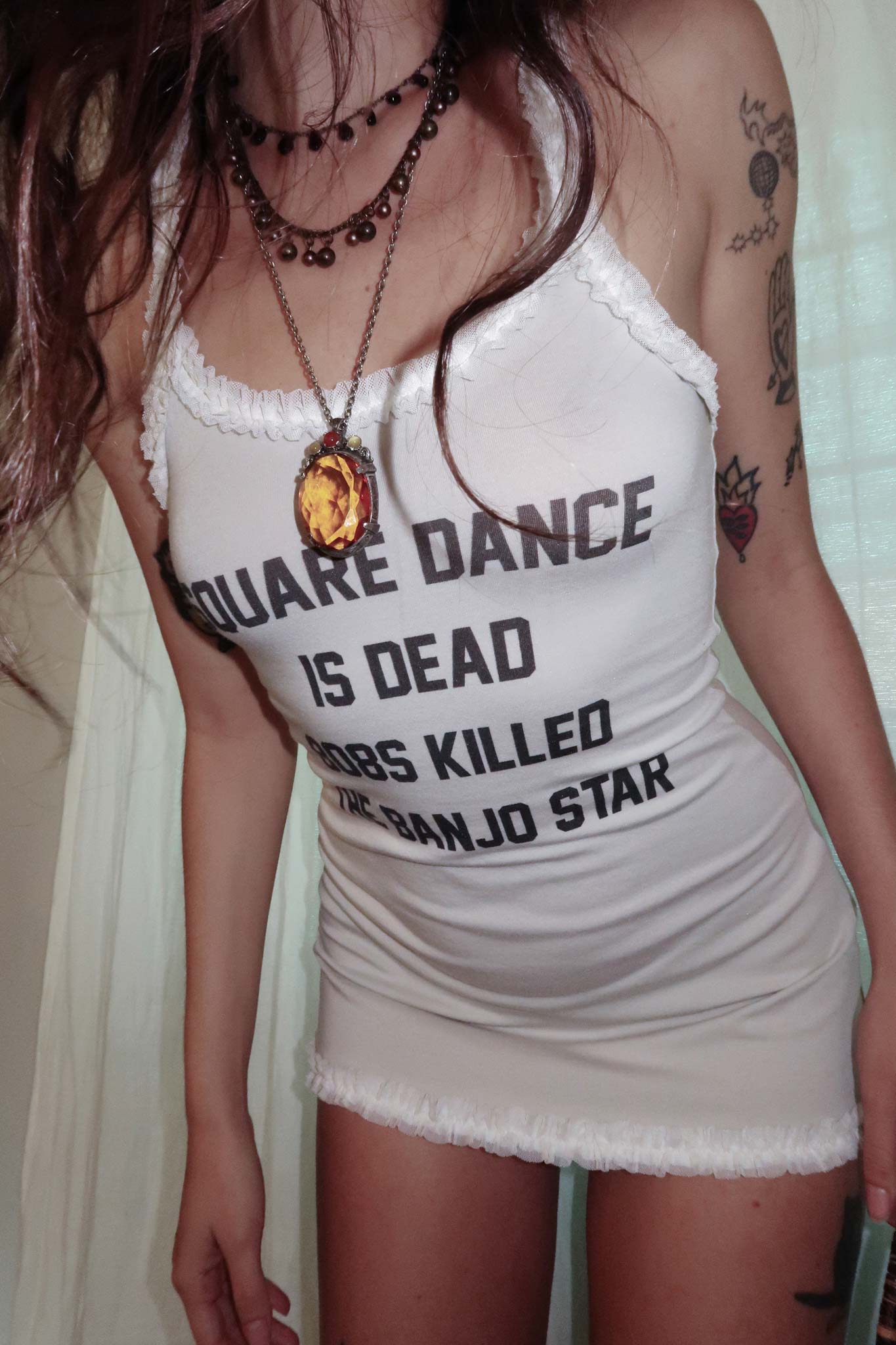 Acid Farm Mini Dress Dirty White