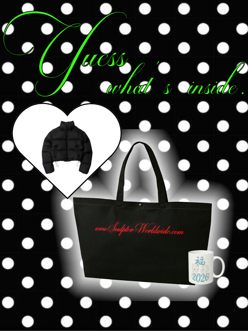 ★ 777 '福' LUCK BAG ★ (Matte Cropped Puffer Down Black)