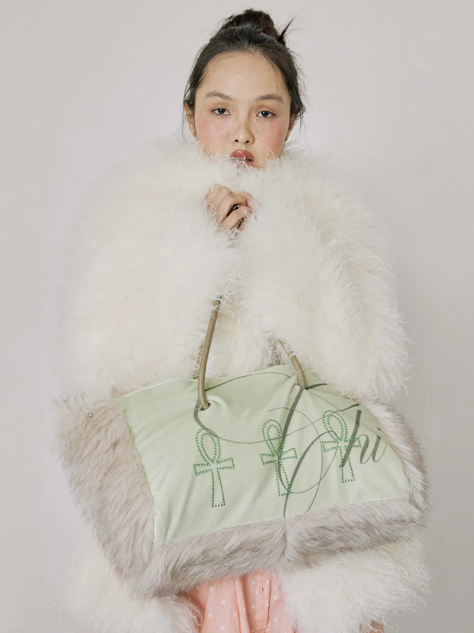 Fluffy Slouch Velvet Bag Mint