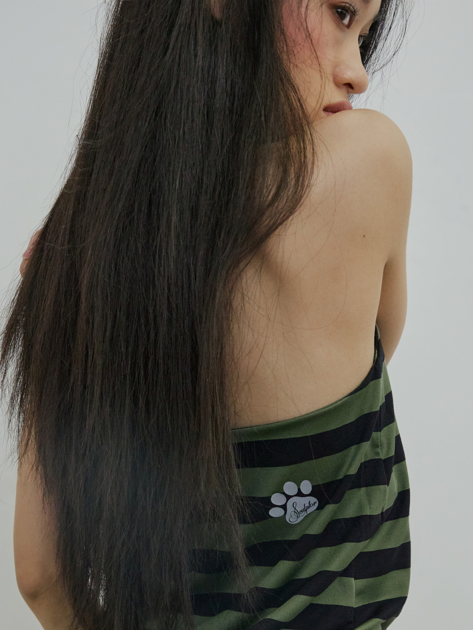 Sweet Kitty Stripe Tube Top Khaki