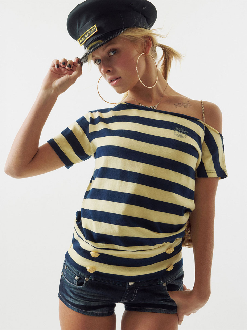 Button Stripe Tee Yellow