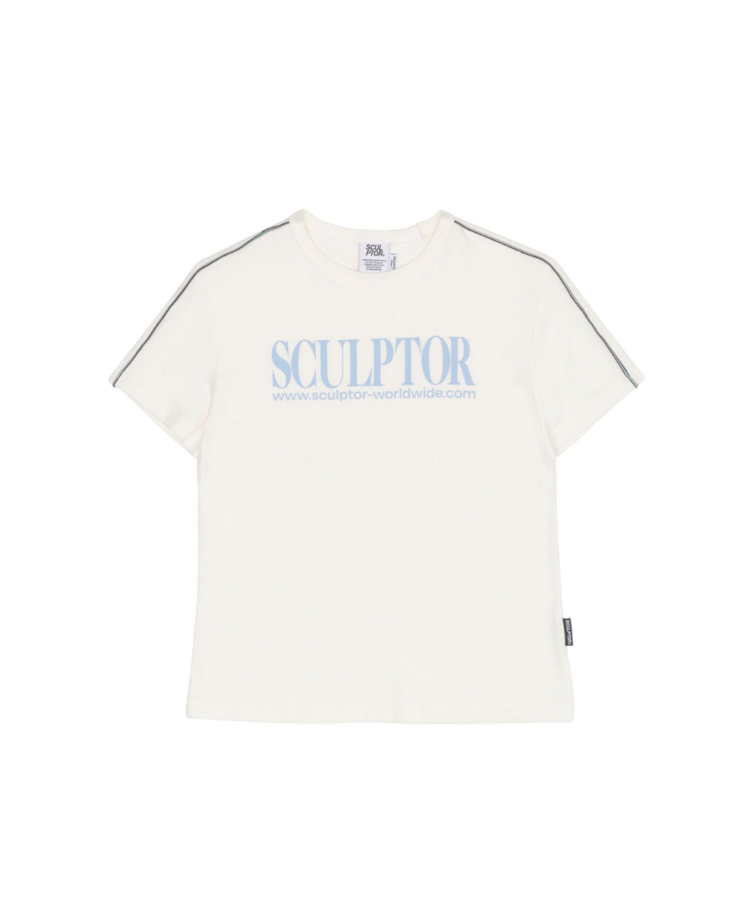 Classic Logo Piping Crop Top White