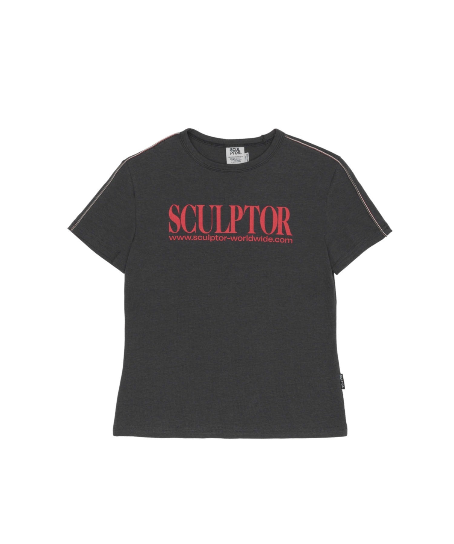 Classic Logo Piping Crop Top Charcoal