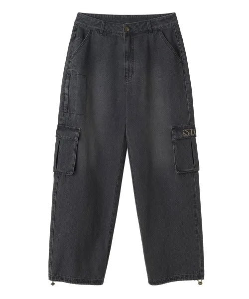 Acid Cargo Jogger Pants Washed Black