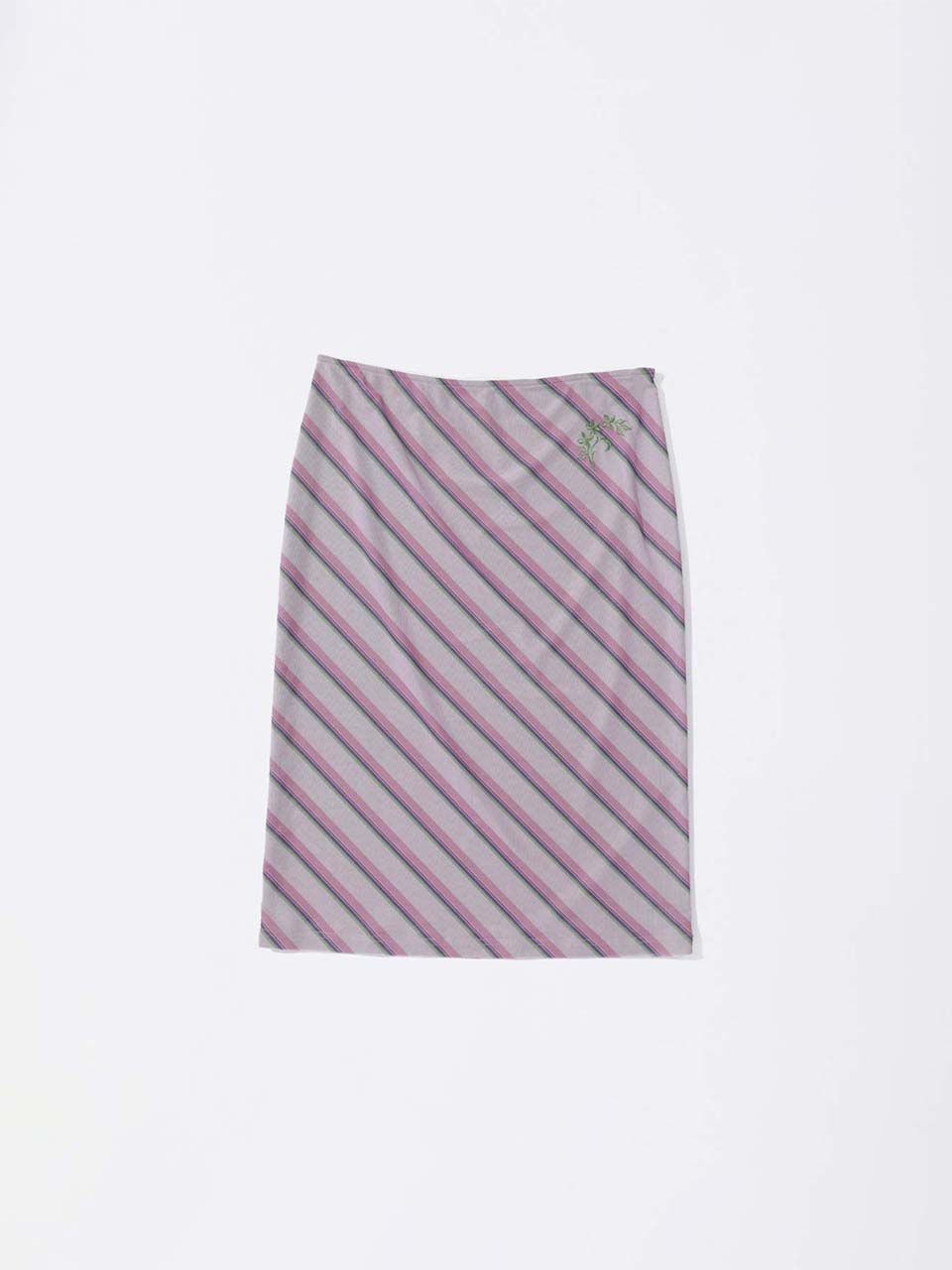 Mesh Stripe Midi Skirt Baby Pink