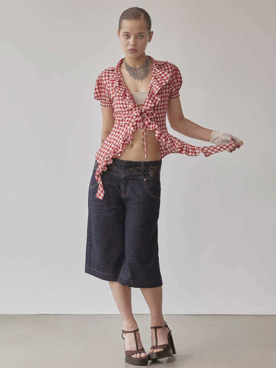 無料配送 ◆ Sculptor ◆ Vine Half Denim Pants Vine Half Denim Pants Ice Blue – Sculptor